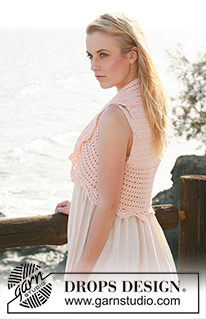Peach Perfection / DROPS 119-22 - Heklet DROPS vest i ”Muskat”. Str S - XXXL.
