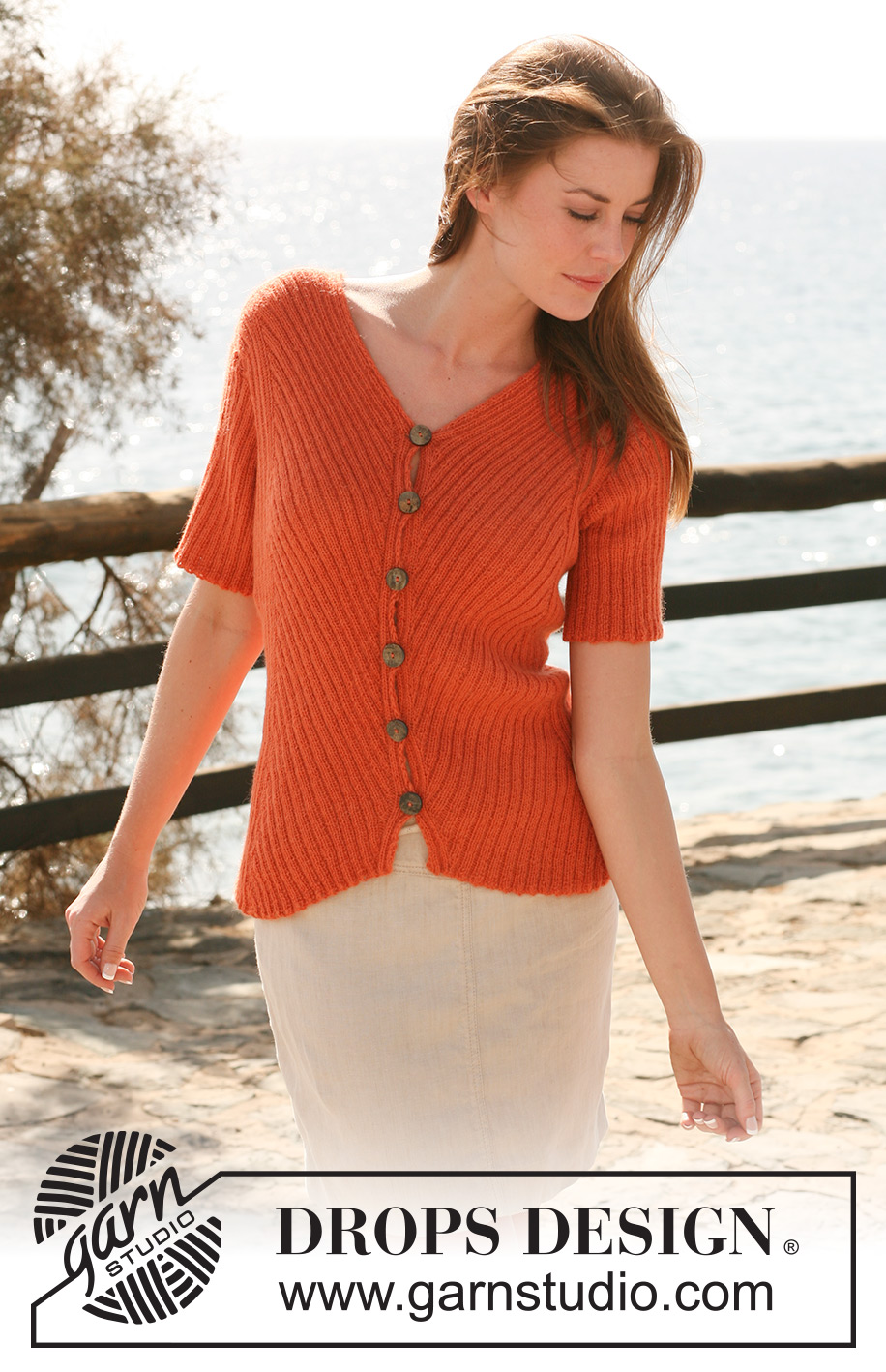 Back To Me / DROPS 119-3 - DROPS jacket in rib with short sleeves in ”Alpaca”. Size S-XXXL