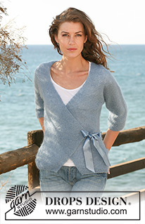 Mother Sea / DROPS 119-5 - Gestrickte DROPS Wickeljacke in ”Kid-Silk”. Mit 2 Fäden gestrickt. Grösse S-XXXL.
DROPS design: Modell Nr. KS-032
