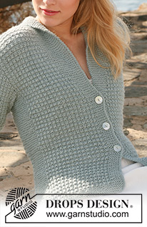 Marit / DROPS 119-6 - Stickad DROPS kofta med strukturmönster och sjalkrage i 2 trådar ”Alpaca”. Stl S - XXXL.