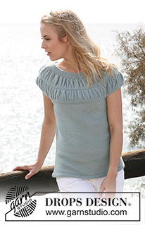 Odette / DROPS 119-7 - DROPS topp i ”Alpaca” med rynkemønster på bærestk. Str S - XXXL
