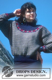 DROPS 12-18 - DROPS jumper with flower pattern and rib collar in “Karisma Superwash”. Size S – L. 