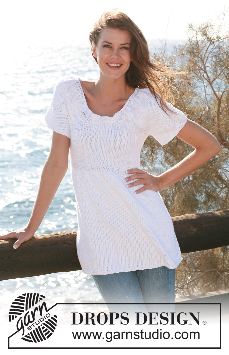 Simplify / DROPS 120-22 - Túnica DROPS en “Paris” con mangas cortas.  Talla S a XXXL
Diseño DROPS:  Patrón No. W-397

