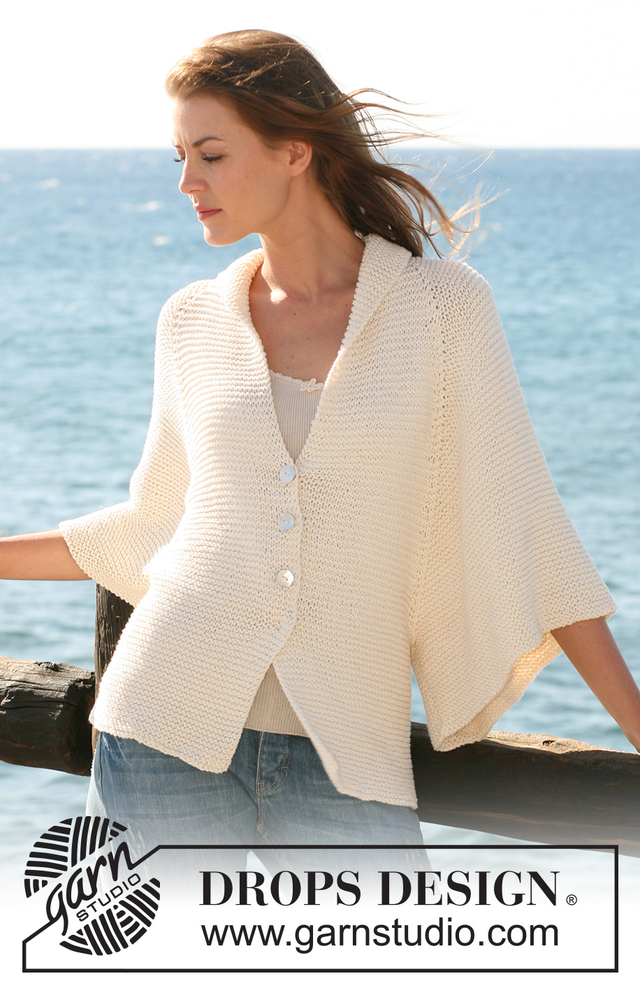 Cali / DROPS 120-43 - Knitted DROPS jacket with raglan in ”Paris”. Size S to XXXL.