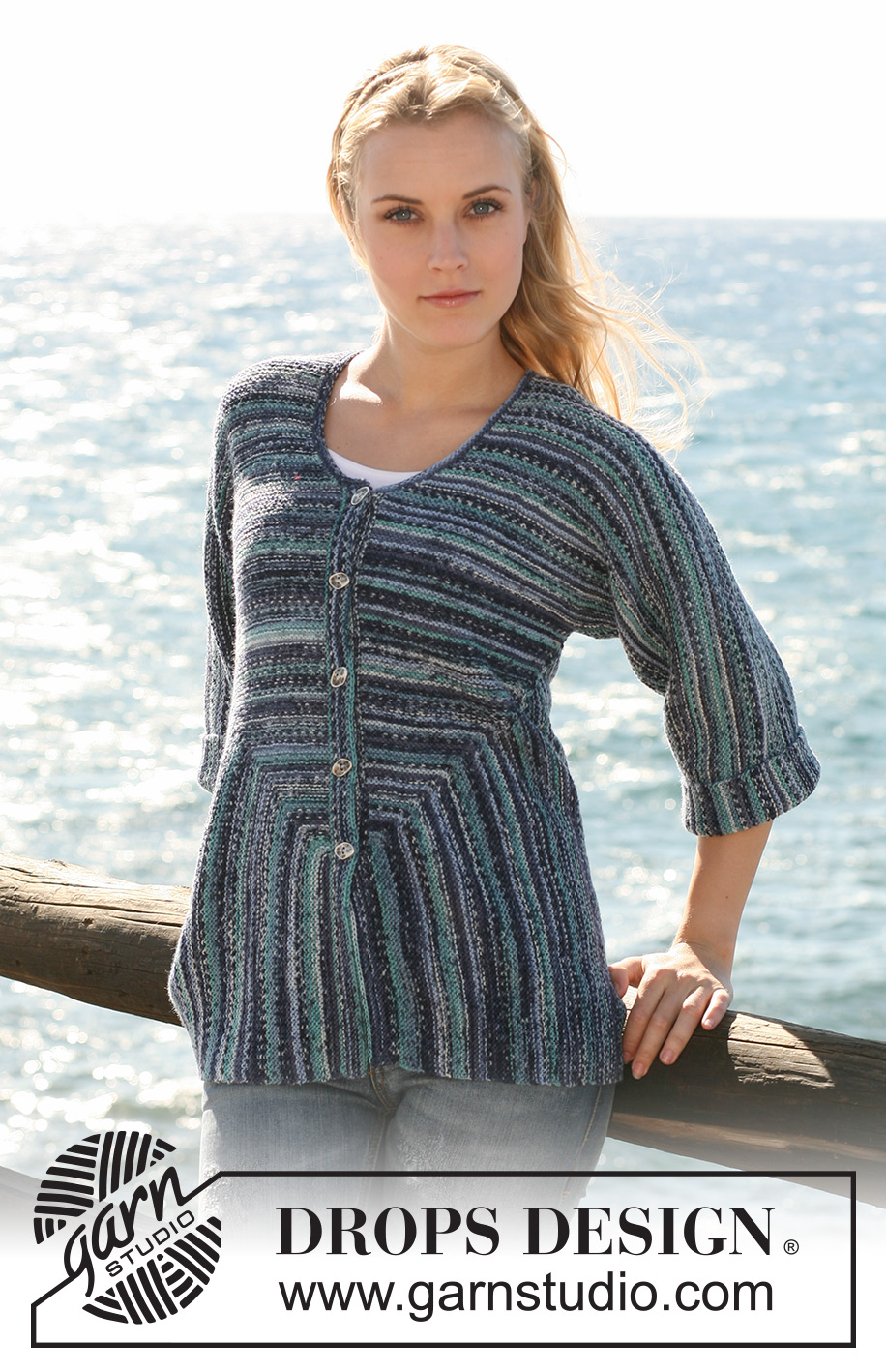 Finding Atlantis Cardigan / DROPS 120-45 - DROPS jacket in garter st with different angles in ”Fabel”. Size S - XXXL