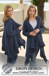 Midnight Queen / DROPS 121-1 - DROPS jacket knitted from side to side in 2 strands ”Alpaca”. Size S-XXXL.