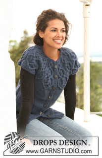 Celtic Winter / DROPS 121-27 - DROPS waistcoat in ”Alaska” with raglan and cables on yoke. Size S to XXXL.