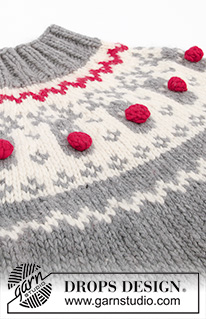 Rudolph / DROPS 122-1 - Pyöreäkaarrokkeinen DROPS pusero / joulupusero porokuvioilla ”Snow”-langasta. Koot XS-XXXL.