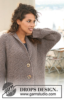 Nola / DROPS 122-11 - Saco de punto DROPS en punto arroz con “Snow”. Talla S – XXXL.
Diseño DROPS: Patrón No. EE-326
