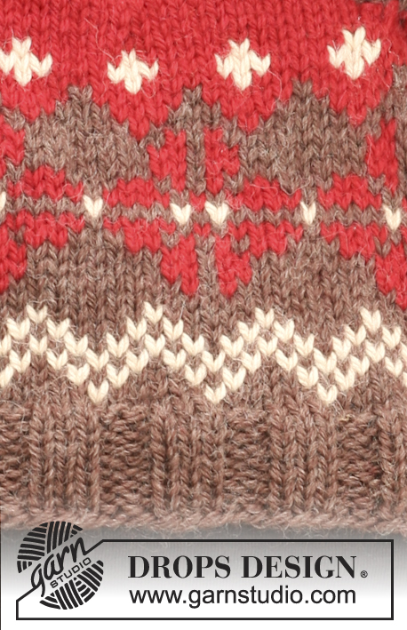 Cherry Nougat Set / DROPS 122-26 - Knitted DROPS hat and neck warmer in ”Nepal” with Norwegian pattern. 