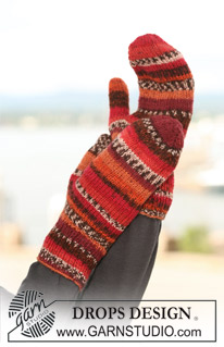 Funfair Mittens / DROPS 122-34 - Gestrickte DROPS Fäustlinge in ”Fabel”.