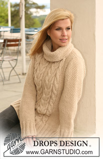 DROPS 123-29 - DROPS jumper in seed st with cables in ”Nepal”. Size S-XXXL.