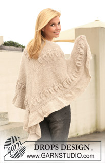 In Wonder / DROPS 123-30 - Knitted DROPS shawl with garter st and leaf pattern in ”Alpaca” and ”Kid-Silk”. 