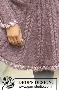 Blooming Iris / DROPS 123-40 - Knitted DROPS dress in ”Alpaca” and ”Kid-Silk” with crochet borders in ”Cotton Viscose”. Size XS to XXL  