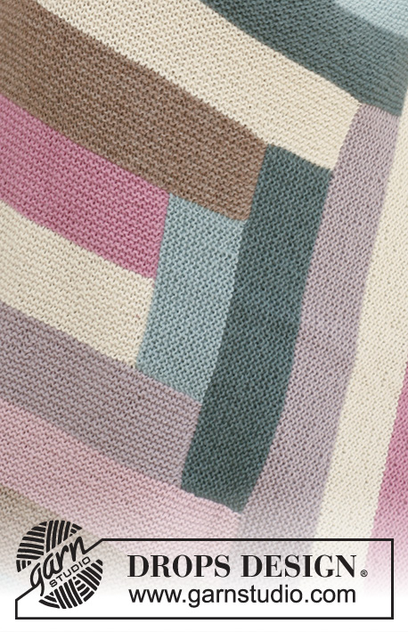 Spring Connection / DROPS 124-19 - Knitted DROPS blanket with stripes in ”Nepal”.