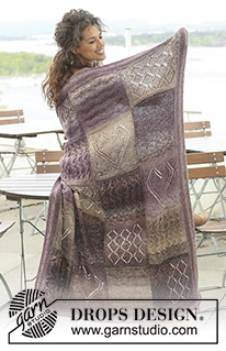Heart's Desire / DROPS 124-20 - Kohoneuleinen DROPS ruutupeitto ”Delight”- ja ”Alpaca” -langoista.