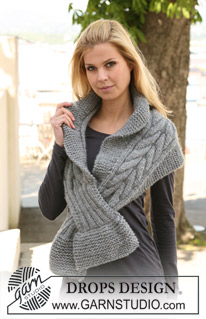 DROPS 125-19 - Bufanda DROPS con trenzado en ”Snow”.