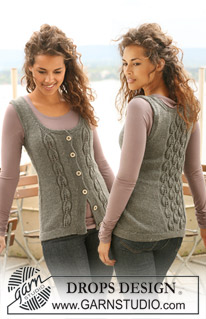 Misty vines / DROPS 125-2 - Knitted DROPS sleeveless top with leaf pattern in ”Karisma”. Size S - XXXL.
