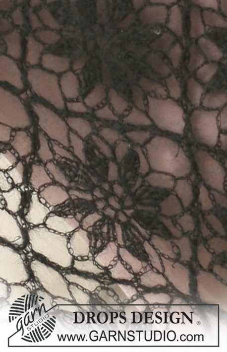 Black swan / DROPS 125-3 - Hæklet DROPS sjal i ”Kid-Silk”.