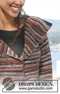 Magic Ride / DROPS 125-36 - Saco DROPS en punto musgo en “Fabel”, con cuello chal, piezas delanteras curvadas y vueltas cortas. Talla: S a XXXL.
