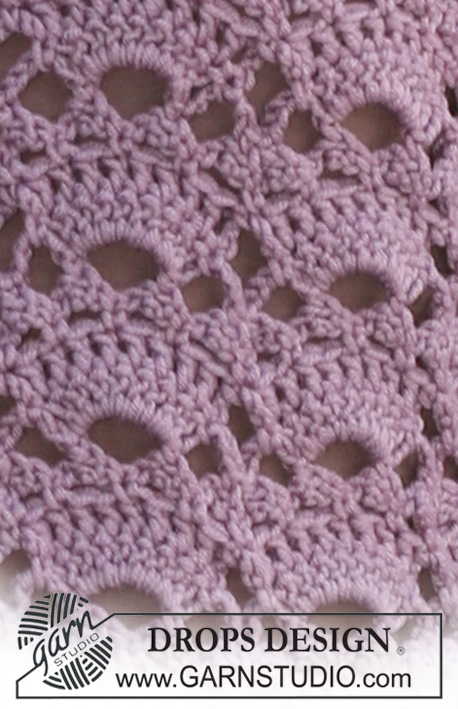 Field of Fans / DROPS 126-17 - Crochet DROPS jacket in ”Merino Extra Fine”. Size S to XXXL.