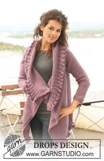 Gypsy Charm / DROPS 126-35 - Saco DROPS tejido en “Alpaca” y “Vivaldi” con volantes. Talla: S – XXXL.