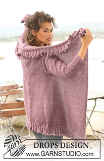 Gypsy Charm / DROPS 126-35 - Saco DROPS tejido en “Alpaca” y “Vivaldi” con volantes. Talla: S – XXXL.