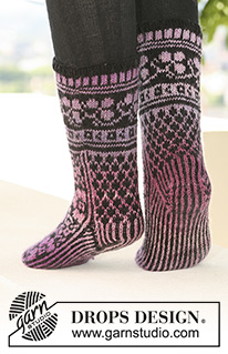 Ring of Roses Socks / DROPS 126-4 - DROPSi mustrilised sokid lõngadest ”Delight” ja ”Fabel”. 