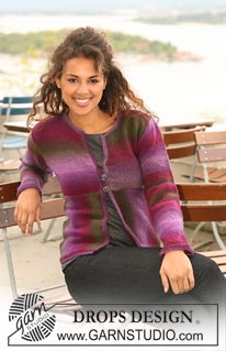 Evening Plum / DROPS 126-7 - DROPS jacket in ”Delight” - knitted in different directions. Size S - XXXL.