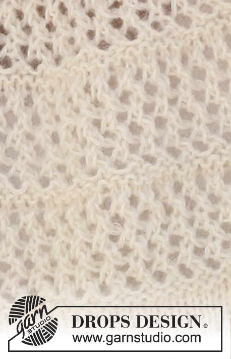 Autumn Afternoon / DROPS 127-2 - DROPS Pulli mit Lochmuster und Rundpasse in ”Alpaca” und ”Kid-Silk” . Grösse S - XXXL.