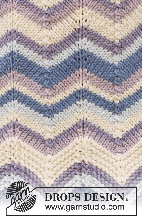 Breaking Waves / DROPS 128-19 - Knitted DROPS skirt with zigzag pattern and stripes in ”Muskat”. Size S-XXXL. 