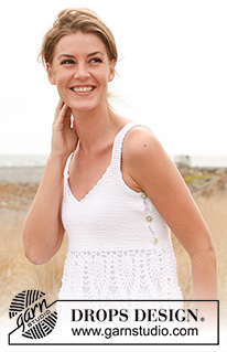 Talk Pineapple / DROPS 128-25 - Crochet DROPS top in ”Safran”. Size: XS - XL.