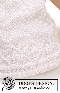 Montecarlo / DROPS 128-27 - Knitted DROPS top with lace pattern and round yoke in Paris. Size: S - XXXL.