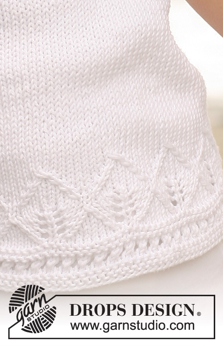 Montecarlo / DROPS 128-27 - Knitted DROPS top with lace pattern and round yoke in Paris. Size: S - XXXL.