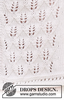 From the Coast / DROPS 128-28 - Knitted DROPS jacket with lace pattern and round yoke in Paris. Size: S - XXXL.