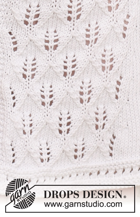 From the Coast / DROPS 128-28 - Knitted DROPS jacket with lace pattern and round yoke in Paris. Size: S - XXXL.