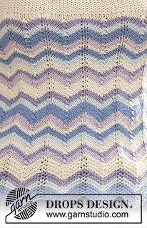 Breaking Waves Top / DROPS 128-3 - Knitted DROPS top with zigzag pattern and stripes in ”Muskat”. Size S-XXXL. 