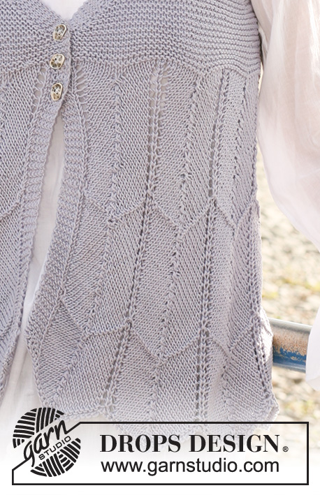 Falling Feathers Vest / DROPS 129-14 - DROPS Weste mit Zick-Zack-Muster in ”Muskat”. Grösse XS - XXL 