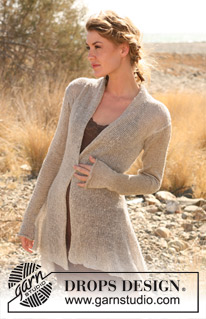 Lady Jane / DROPS 129-3 - Strikket DROPS asymmetrisk jakke i ”Lin” eller ”Muskat”. Str S-XXXL.