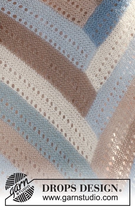 Pradera / DROPS 129-8 - Strikket DROPS sjal i 2 tråde ”Kid-Silk”.