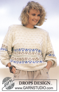 DROPS 13-22 - DROPS jumper with pattern borders in “Muskat Soft”. Size S – L.
