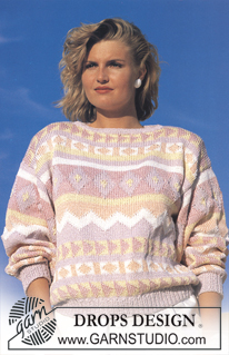 DROPS 13-8 - DROPS jumper with pattern borders in “Muskat”. Size S – L.