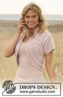 Chevron Shrug / DROPS 130-12 - Strikket DROPS jakke med vendinger og hullmønster i ”Paris”. Str S - XXXL.