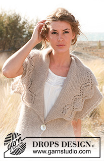 Beautiful You! / DROPS 130-2 - Knitted DROPS jacket in garter st with broad collar and lace pattern in Alpaca and Kid-Silk. 
Size: S - XXXL.
