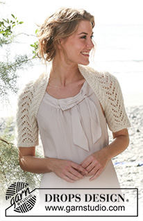 Secret Love / DROPS 130-28 - Palmikollinen DROPS pitsineulebolero ”Alpaca”- ja ”Kid-Silk” -langoista. Koot S-XXXL.