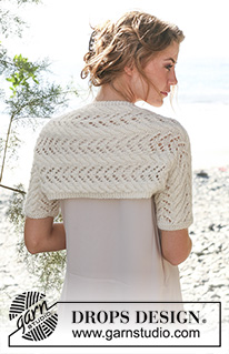 Secret Love / DROPS 130-28 - Palmikollinen DROPS pitsineulebolero ”Alpaca”- ja ”Kid-Silk” -langoista. Koot S-XXXL.