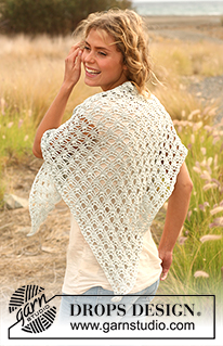 Diamond Ring / DROPS 130-32 - Virkattu DROPS huivi ”Cotton Viscose”-langasta.