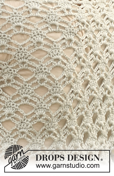 Diamond Ring / DROPS 130-32 - Virkattu DROPS huivi ”Cotton Viscose”-langasta.