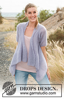 Spumino / DROPS 130-34 - Knitted DROPS jacket with short sleeves worked sideways in Vivaldi. 
Size: S - XXXL 
