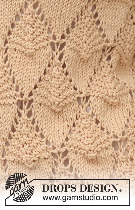 Diamonds Galore / DROPS 130-41 - Cardigan DROPS tejido con patrón de calados y cuello chal en “Paris”. Talla: S – XXXL.